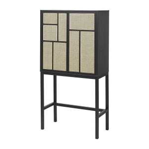 Design House Stockholm Cabinet vitré Air noir, rotin