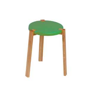 A2 Tabouret Happy vert, pieds en chêne