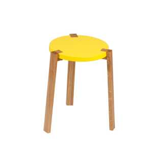 A2 Tabouret Happy jaune, pieds en chêne