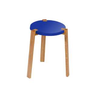 A2 Tabouret Happy bleu, pieds en chêne