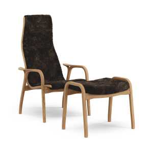 Swedese Fauteuil et repose-pieds Lamino chêne huilé/peau de mouton Espresso (brun)