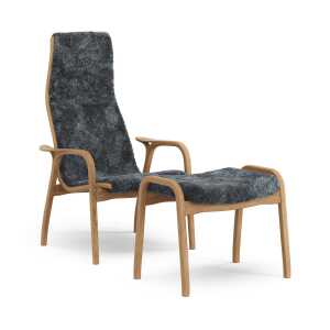 Swedese Fauteuil et repose-pieds Lamino chêne huilé/peau de mouton Charbon (gris foncé)