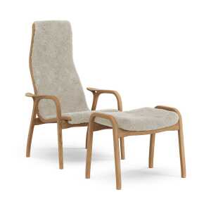 Swedese Fauteuil et repose-pieds Lamino chêne huilé/peau de mouton Moonlight (beige)