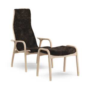 Swedese Fauteuil et repose-pieds Lamino hêtre laqué/peau de mouton Espresso (brun)