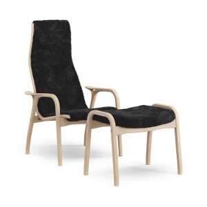 Swedese Fauteuil et repose-pieds Lamino hêtre laqué/peau de mouton Noir (noir)