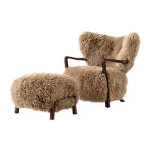 &Tradition Chaise longue Wulff ATD2 fauteuil et pouf ATD3 Noyer huilé-Miel peau de mouton