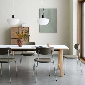 Andersen Furniture – T11 Table de salle à manger, 220 x 95 cm, blanc cristal / chêne blanc pigmenté