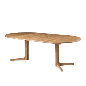 FDB Møbler – C69E Table de salle à manger, 120 x 220 cm, chêne naturel huilé (avec deux plateaux supplémentaires)
