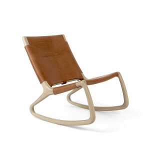 Mater Rocking chair Rocjer cuir whisky, support laqué mat