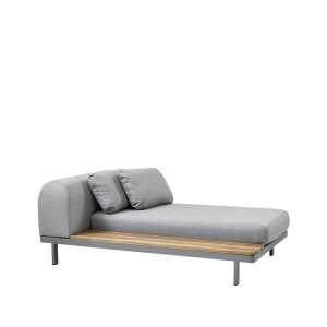 Cane-line Chaise longue Space light grey Panneau latéral long droit teck – support aluminium gris