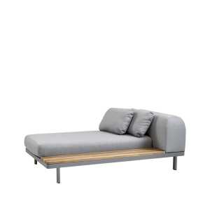 Cane-line Chaise longue Space light grey Panneau latéral gauche long, gris teck, support en aluminium