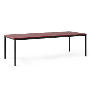 & Tradition – Drip Table de salle à manger HW60, 250 x 100 cm, Forbo Linoleum burgundy (4154), pieds de table noirs