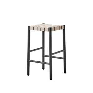 &Tradition Tabouret de bar Betty TK7 black, assise en ruban de lin tressé naturel