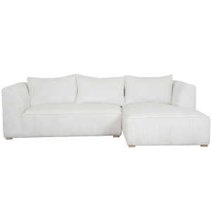 Canapé d’angle droit design en tissu velours côtelé écru 3-4 places PANAM