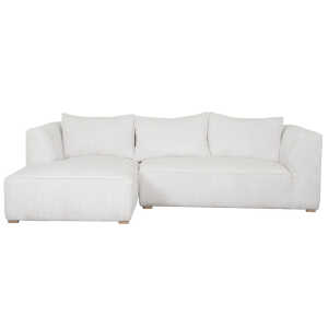 Canapé d’angle gauche design en tissu velours côtelé écru 3-4 places PANAM