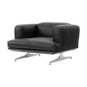 &Tradition Fauteuil Inland AV21 Aluminium poli noir en cuir noble