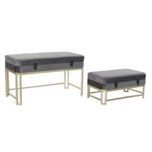 Banc banquette métal et velours DKD Home Decor