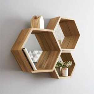 3 étagères hexagonales en bois