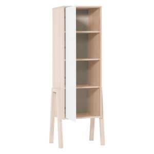 Armoire 1 porte 3 étagères intérieures – Blanc et beige