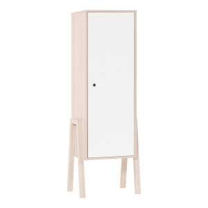 Armoire 1 porte 3 étagères intérieures – Blanc et beige