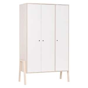 Armoire 3 portes, 5 étagères et 1 penderie – Blanc et beige