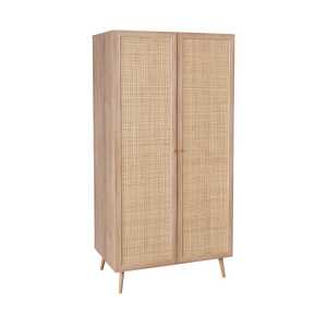 Armoire cannage et effet bois 2 portes