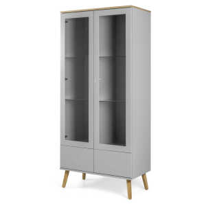 Armoire scandinave portes vitrées avec tiroirs gris