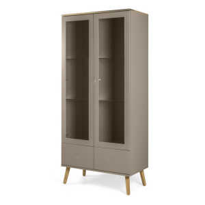 Armoire scandinave portes vitrées avec tiroirs taupe