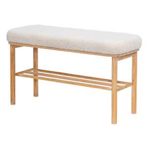 Banc avec rangement en pin massif et bouclettes