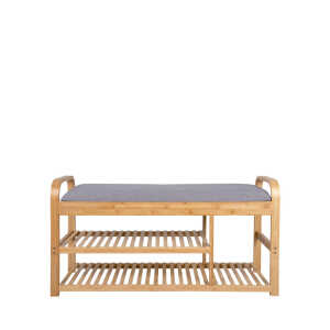 Banc en bambou avec rangements – Bois clair