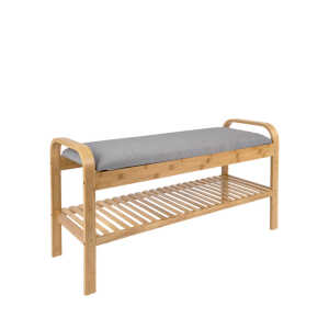 Banc en bois et tissu – Gris