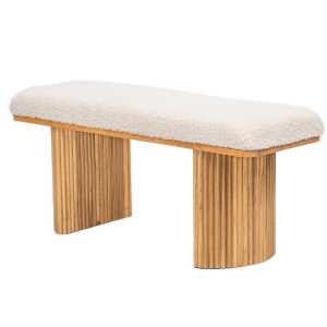 Banc en bois massif et bouclettes blanc