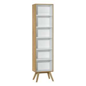 Bibliothèque 5 étagères H207,5 cm – Blanc et décor chêne