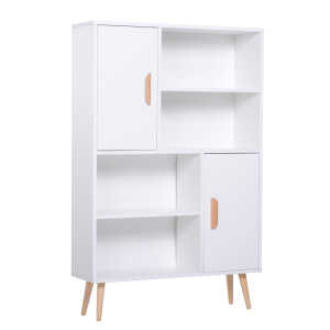 Bibliothèque scandinave 4 niches et 2 placards blanc