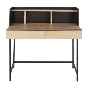 Bureau 2 tiroirs 3 niches beige et noir