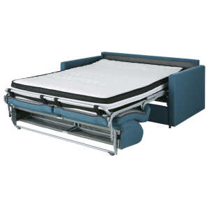 Canapé convertible 2/3 places bleu pétrole, matelas 18 cm