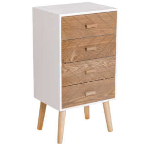 Chiffonnier design scandinave bicolore blanc hêtre